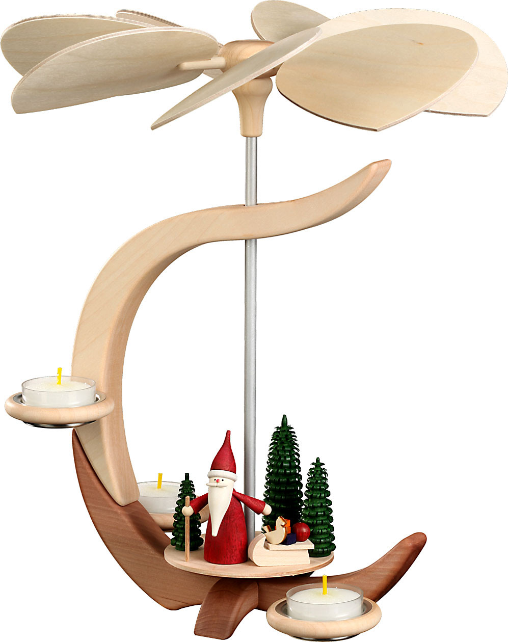 Seiffener Volkskunst Pyramide C-Form, Weihnachtswichtel mit Schlitten Seiffener Volkskunst Pyramide C-Form, Weihnachtswichtel mit Schlitten