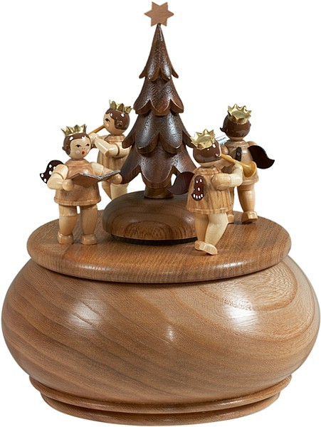 Ellmann Spieldose - Engelgruppe mit Tannenbaum / natur Ellmann Spieldose - Engelgruppe mit Tannenbaum / natur