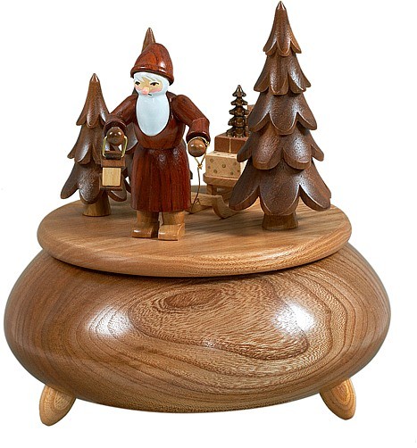 Ellmann Spieldose - Weihnachtsmann mit Schlitten / natur Ellmann Spieldose - Weihnachtsmann mit Schlitten / natur