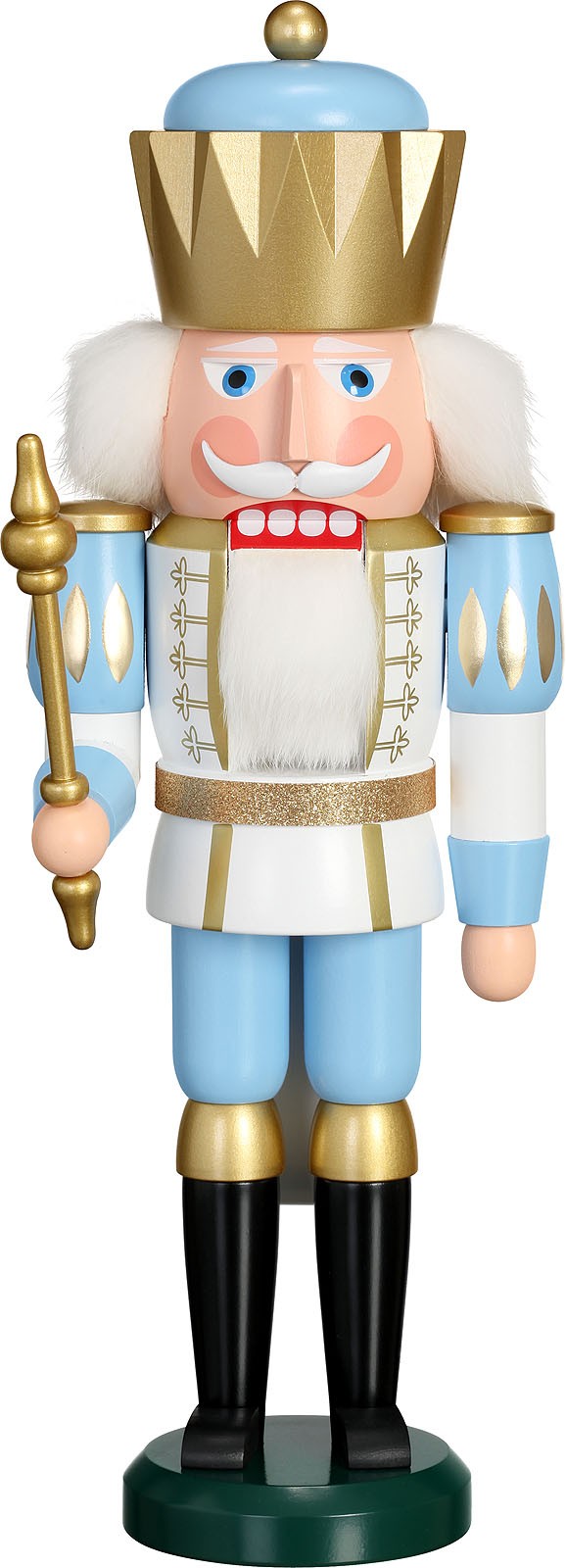 Seiffener Volkskunst eG Nussknacker König, weiß-blau Seiffener Volkskunst eG Nussknacker König, weiß-blau