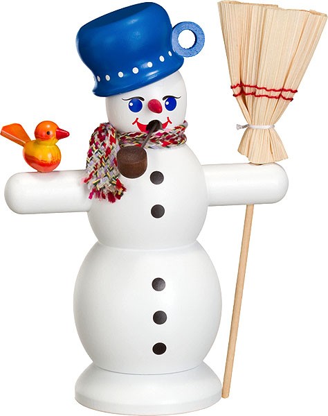 Seiffener Volkskunst eG Räuchermann Schneemann mit blauem Topf Seiffener Volkskunst eG Räuchermann Schneemann mit blauem Topf