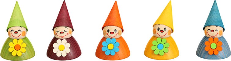 Seiffener Volkskunst eG Blumen-Wippel, 5er Satz Seiffener Volkskunst eG Blumen-Wippel, 5er Satz