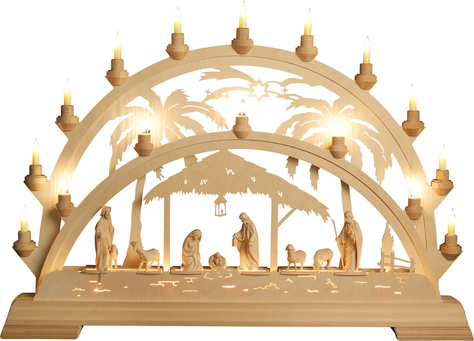 Taulin Schwibbogen Palme - Christgeburt mit Schäfer Taulin Schwibbogen Palme - Christgeburt mit Schäfer