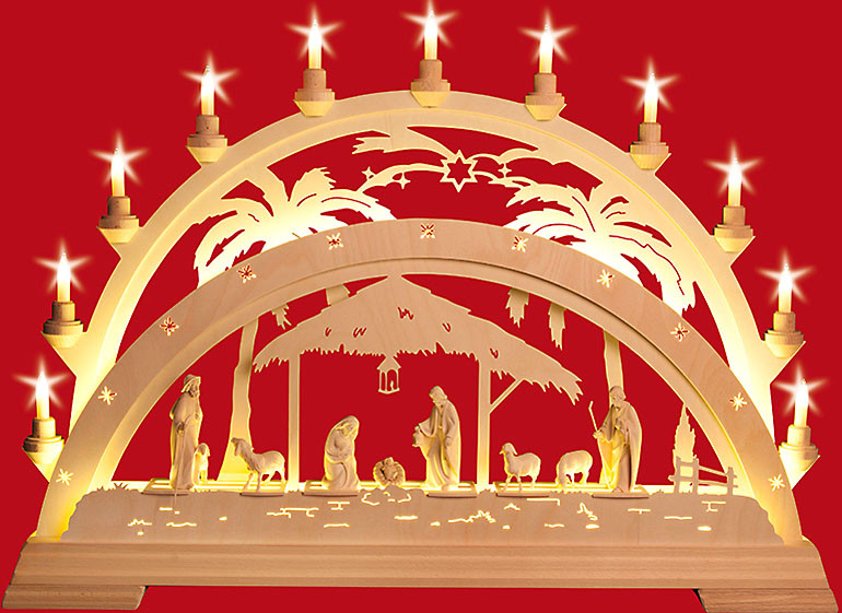Taulin Schwibbogen Palme - Christgeburt mit Schäfer, LED-Band Taulin Schwibbogen Palme - Christgeburt mit Schäfer, LED-Band