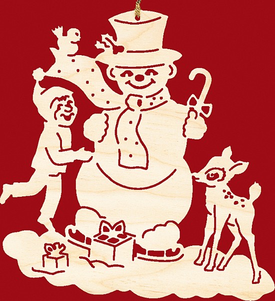 Taulin Fensterbild Weihnachten Schneemann mit Kind und Kitz - klein Taulin Fensterbild Weihnachten Schneemann mit Kind und Kitz - klein