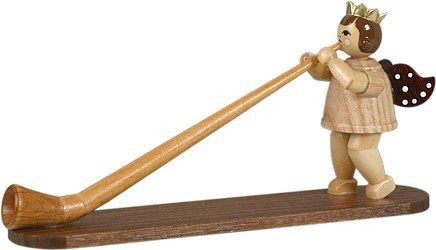 Ellmann Engel mit Alphorn- Natur mit-Krone Ellmann Engel mit Alphorn- Natur mit-Krone