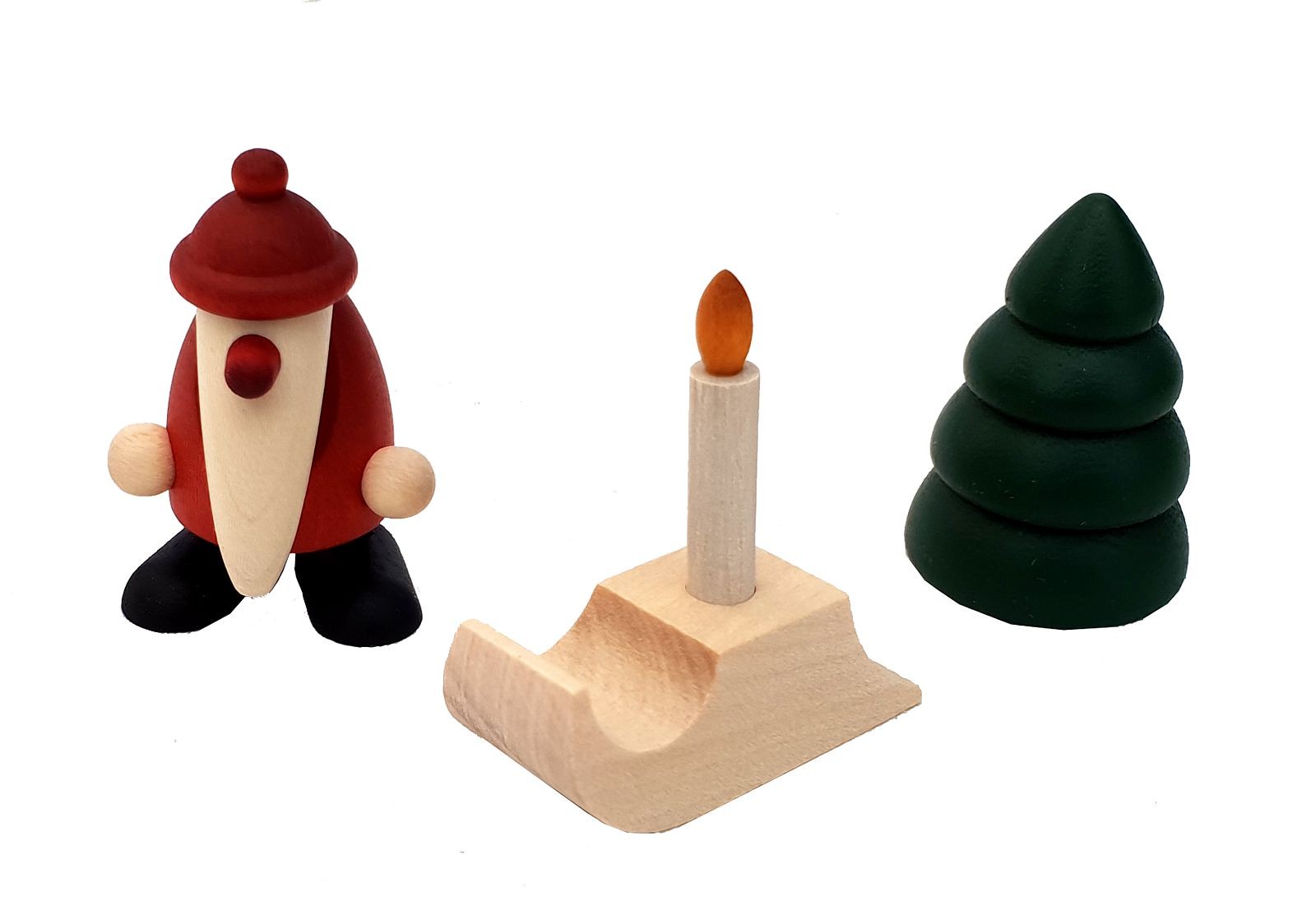 Björn Köhler Miniatur-Set 2 - Weihnachtsmann mit Schlitten und Baum