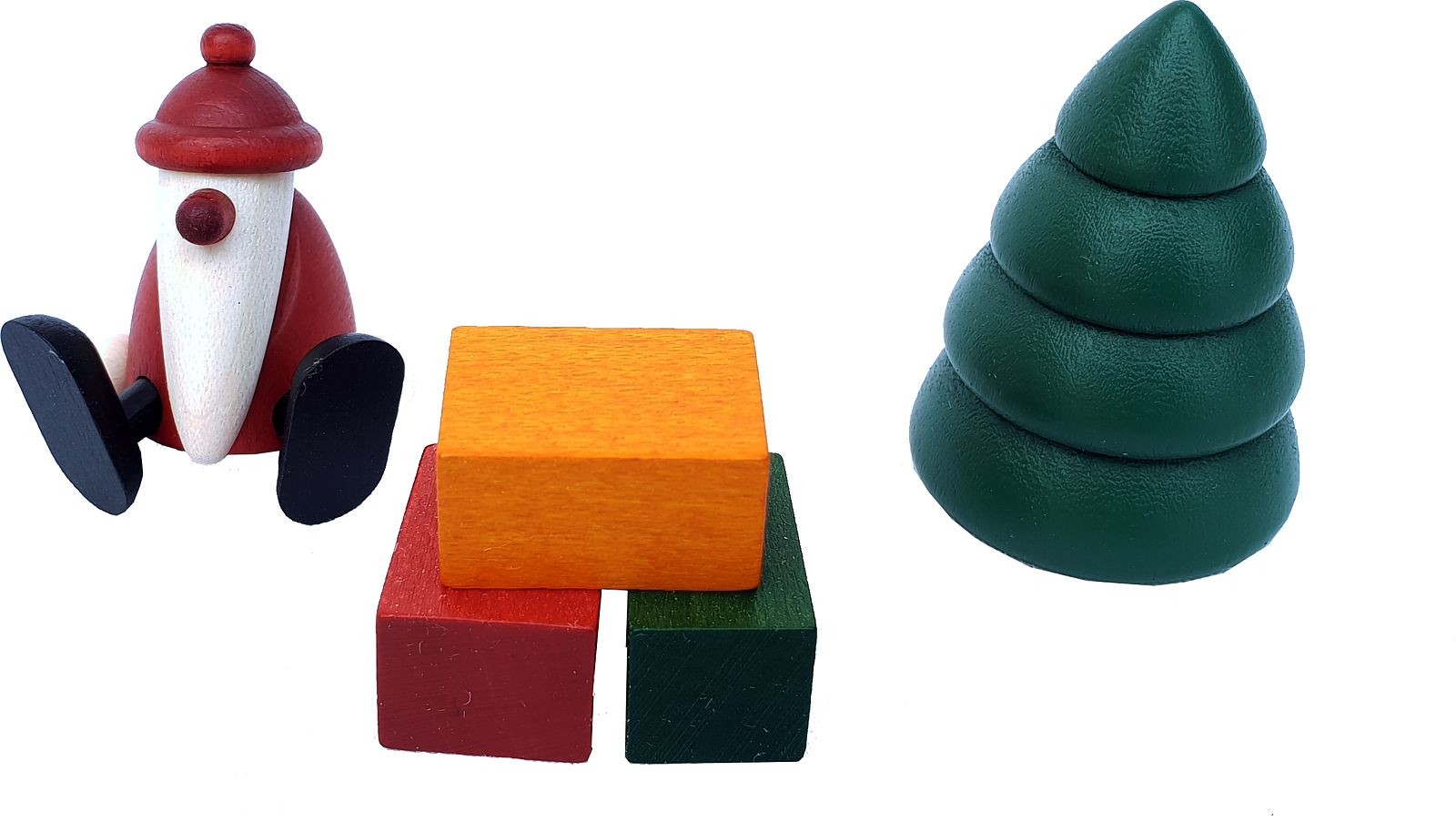 Björn Köhler Miniatur-Set 1 - Weihnachtsmann auf Kante sitzend mit Baum und Geschenken