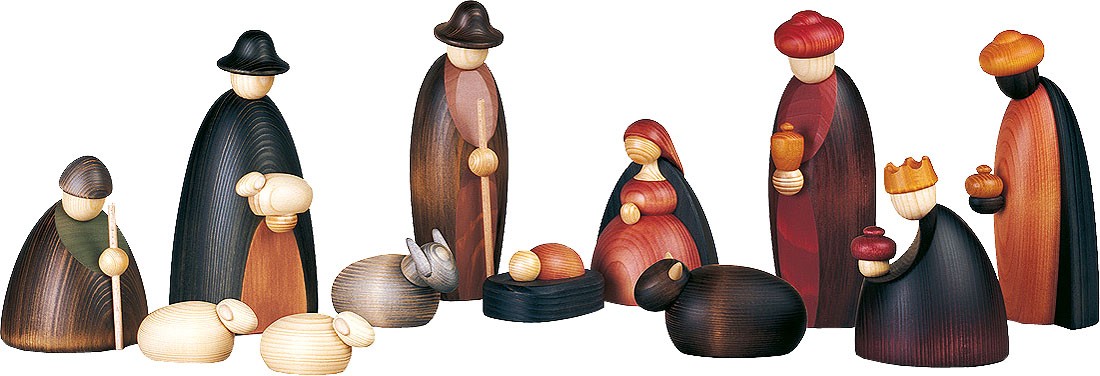 Björn Köhler Krippenfiguren, 12-teilig, groß, farbig Björn Köhler Krippenfiguren, 12-teilig, groß, farbig