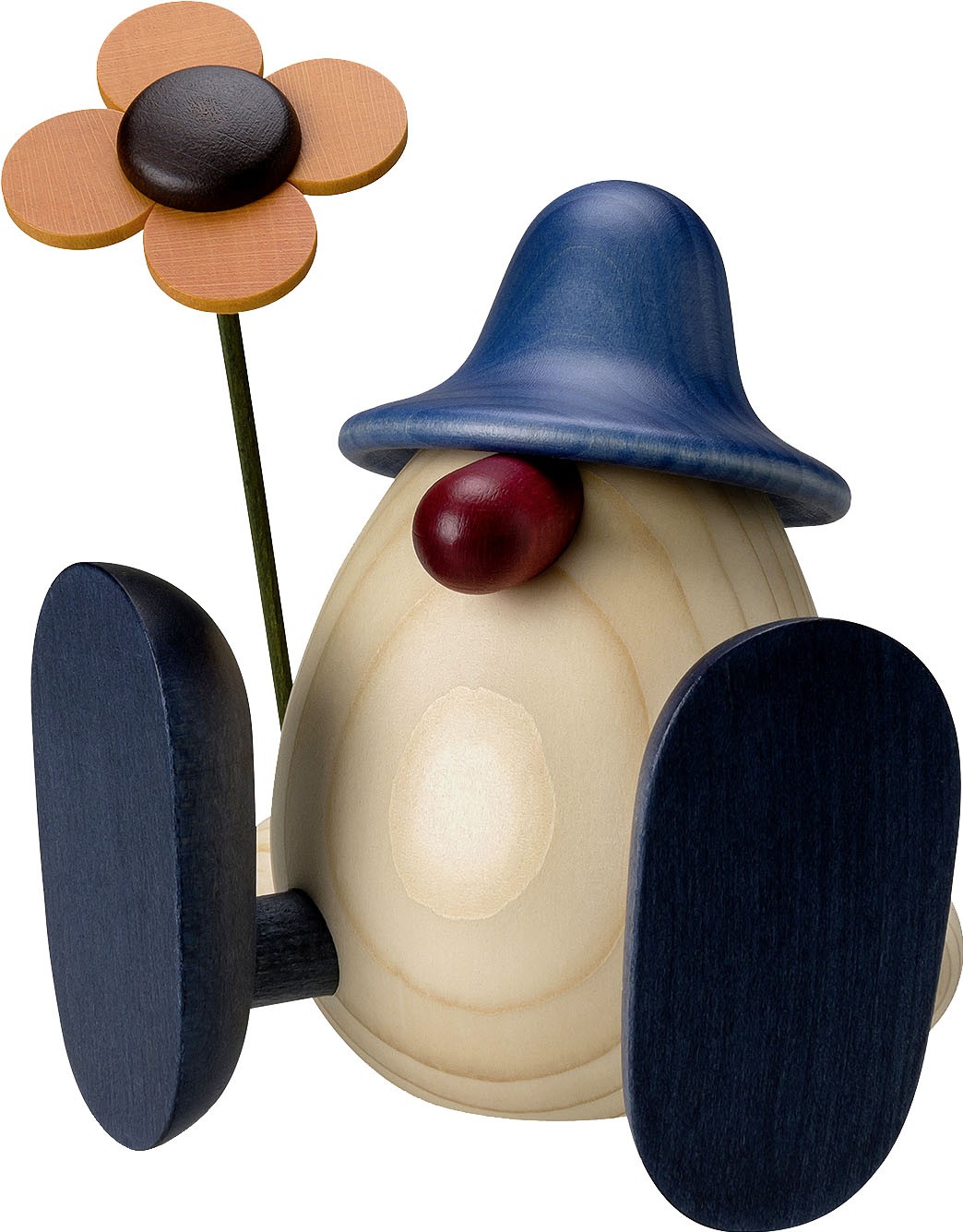 Björn Köhler Eierkopf Erwin mit Blume, sitzend, blau Björn Köhler Eierkopf Erwin mit Blume, sitzend, blau
