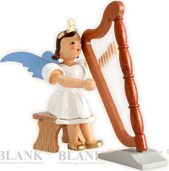 Blank Kurzrockengel mit Harfe, sitzend - farbig