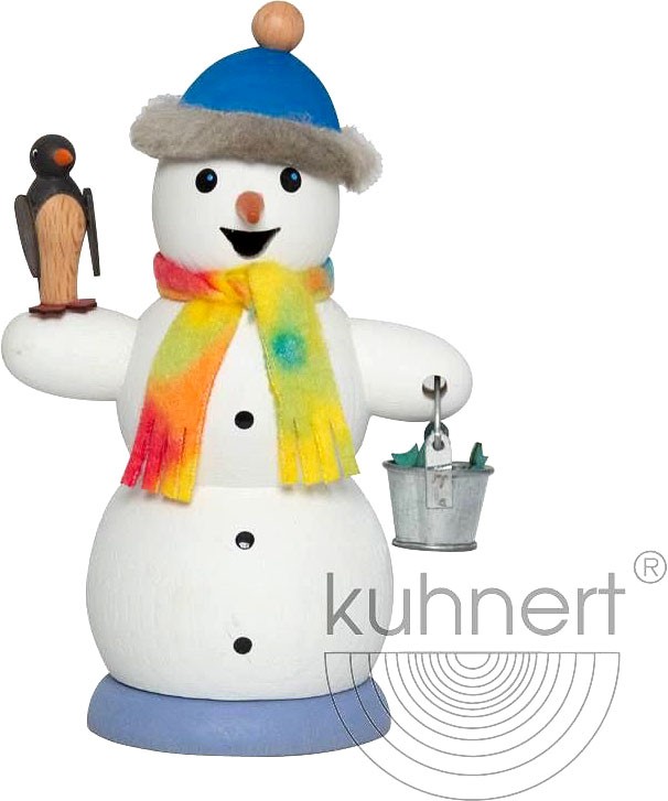 Drechslerei Kuhnert Räuchermann Schneemann mit Pinguin