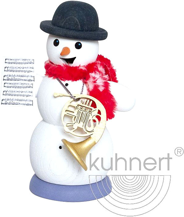 Drechslerei Kuhnert Räuchermann Schneemann mit Horn