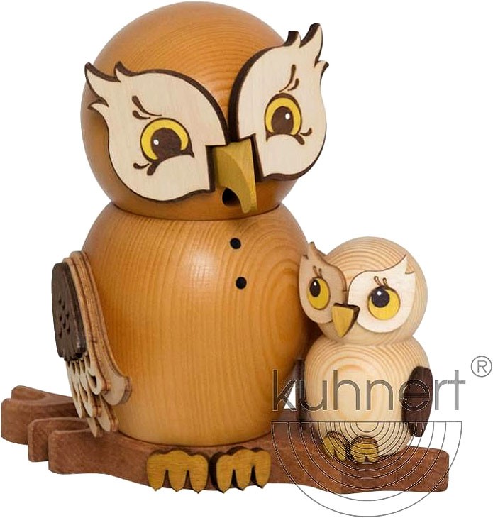 Drechslerei Kuhnert Räucherfigur Eule mit Kind Drechslerei Kuhnert Räucherfigur Eule mit Kind