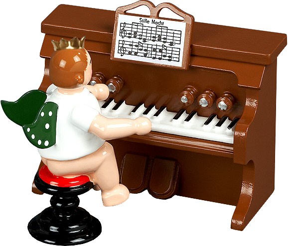 Ellmann Engel mit Harmonium, braun, mit Krone