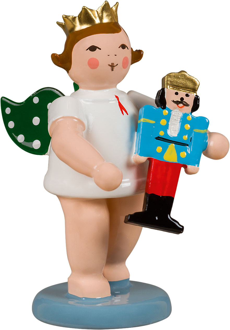 Ellmann Engel mit Olbernhauer Marktfigur - Nussknacker, mit Krone Ellmann Engel mit Olbernhauer Marktfigur - Nussknacker, mit Krone