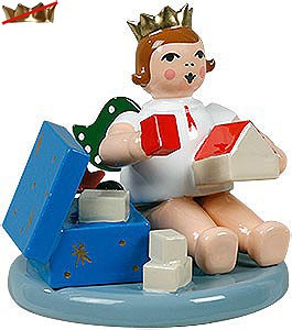 Ellmann Engel mit Spielzeugkiste - sitzend, ohne Krone