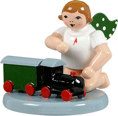 Ellmann Engel mit Eisenbahn, kniend, ohne Krone Ellmann Engel mit Eisenbahn, kniend, ohne Krone