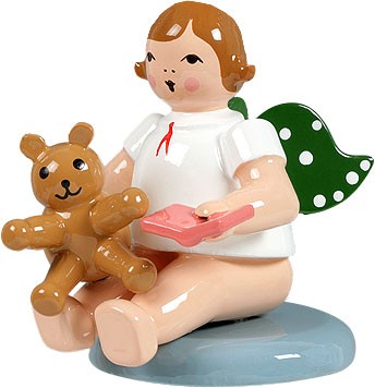 Ellmann Engel mit Teddybär, sitzend, ohne Krone Ellmann Engel mit Teddybär, sitzend, ohne Krone