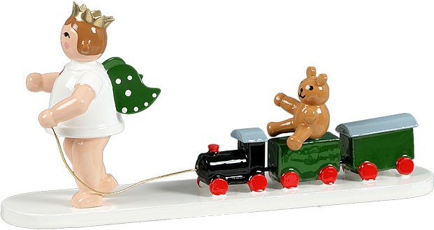 Ellmann Engel mit Eisenbahn und Bär, mit Krone Ellmann Engel mit Eisenbahn und Bär, mit Krone