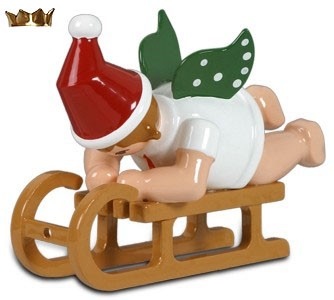 Ellmann Weihnachtsengel auf Schlitten - liegend, mit Krone Ellmann Weihnachtsengel auf Schlitten - liegend, mit Krone