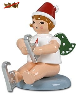 Ellmann Weihnachtsengel mit Schlittschuh - sitzend, ohne Krone Ellmann Weihnachtsengel mit Schlittschuh - sitzend, ohne Krone