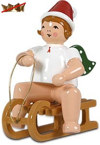 Ellmann Weihnachtsengel auf Schlitten - sitzend, ohne Krone Ellmann Weihnachtsengel auf Schlitten - sitzend, ohne Krone