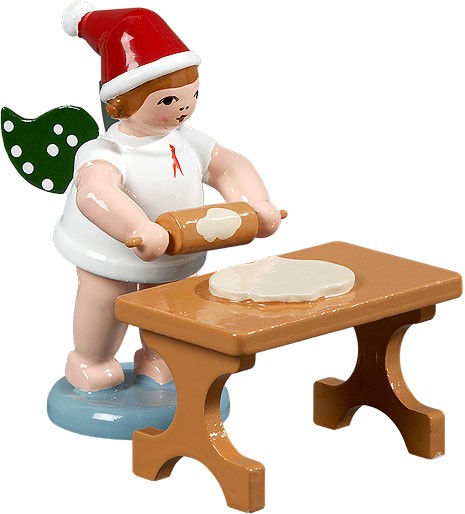 Ellmann Weihnachtsengel mit Teigrolle am Tisch, mit Mütze Ellmann Weihnachtsengel mit Teigrolle am Tisch, mit Mütze