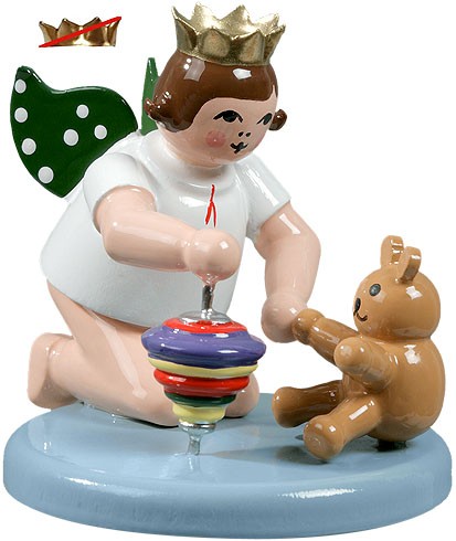 Ellmann Engel mit Kreisel und Teddy - kniend, ohne Krone Ellmann Engel mit Kreisel und Teddy - kniend, ohne Krone