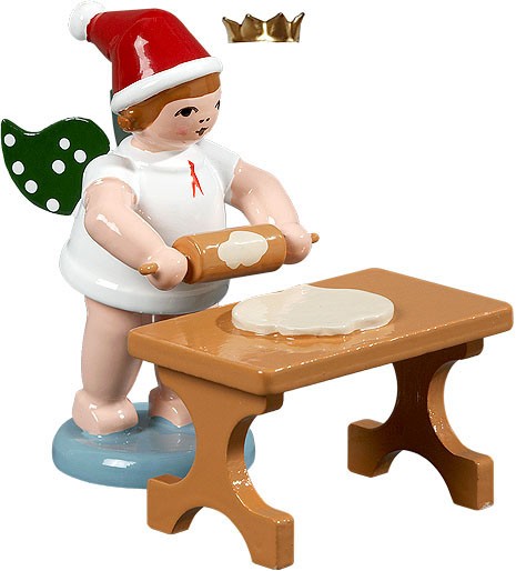Ellmann Weihnachtsengel mit Teigrolle am Tisch, mit Krone Ellmann Weihnachtsengel mit Teigrolle am Tisch, mit Krone