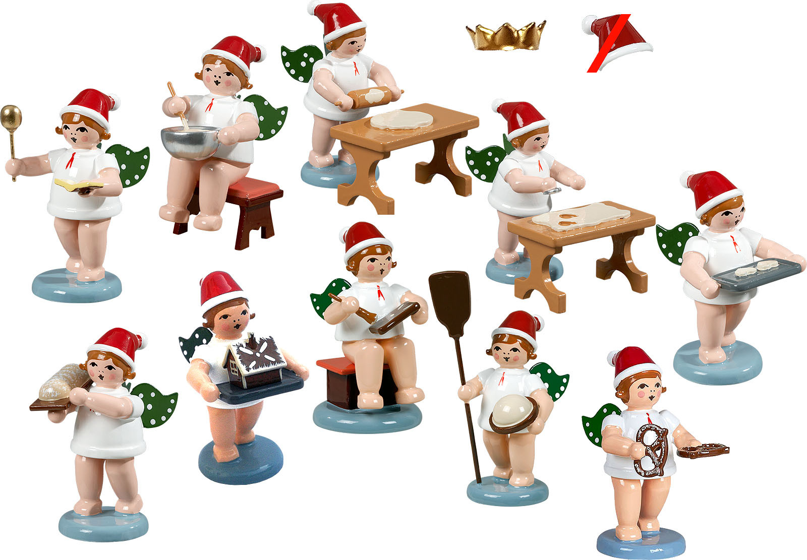 Ellmann Weihnachtsengel, 10-teilig, Weihnachtsbäckerei - mit Krone Ellmann Weihnachtsengel, 10-teilig, Weihnachtsbäckerei - mit Krone