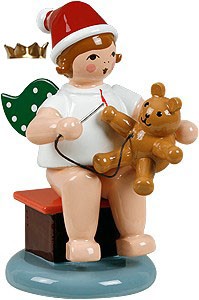 Ellmann Weihnachtsengel mit Teddy - sitzend, mit Krone Ellmann Weihnachtsengel mit Teddy - sitzend, mit Krone