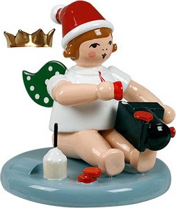 Ellmann Weihnachtsengel mit Lok - sitzend, mit Krone Ellmann Weihnachtsengel mit Lok - sitzend, mit Krone