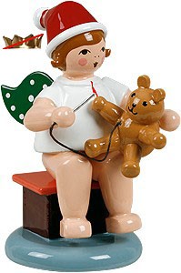 Ellmann Weihnachtsengel mit Teddy - sitzend, ohne Krone