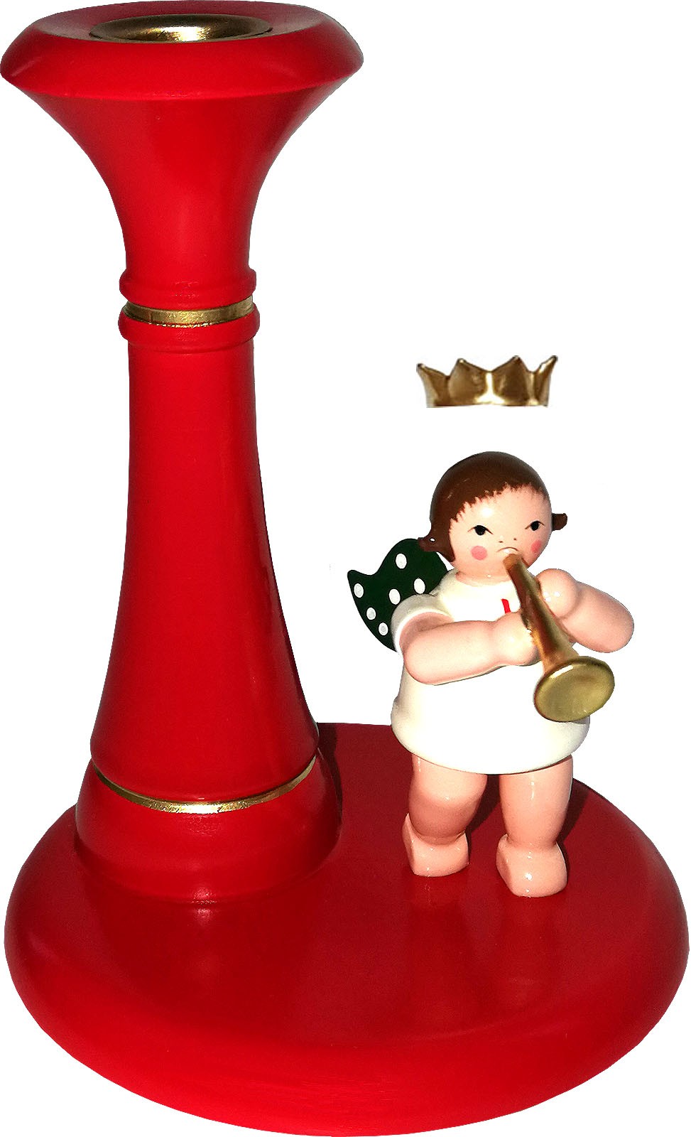 Ellmann Kerzenhalter, rot - Engel stehend, mit Krone Ellmann Kerzenhalter, rot - Engel stehend, mit Krone