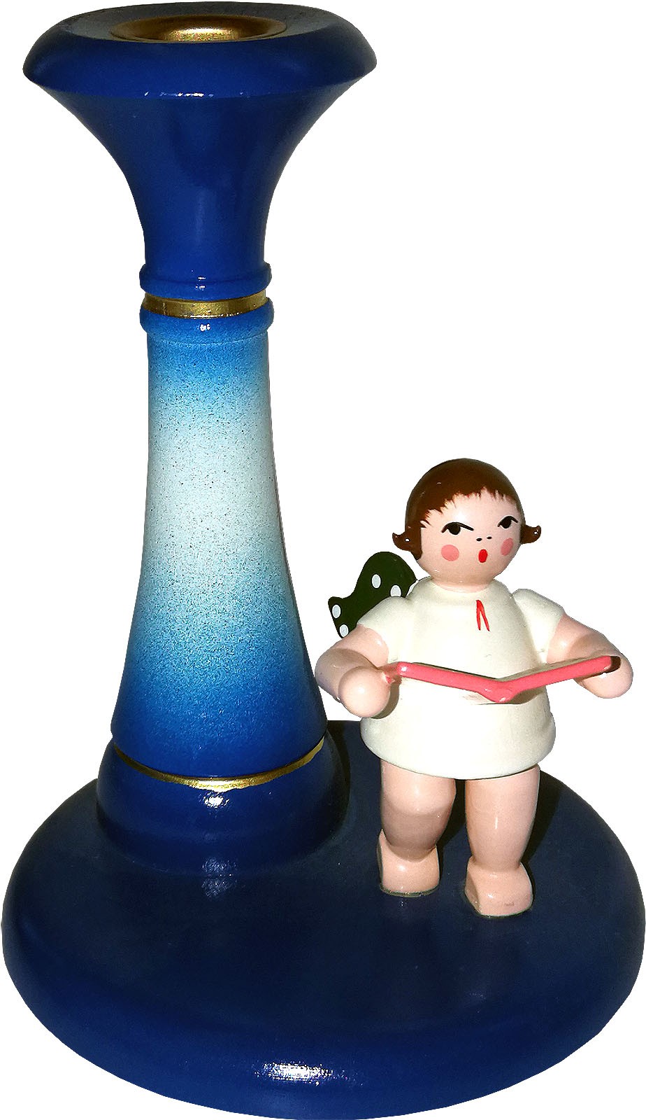 Ellmann Kerzenhalter, blau - Engel stehend, ohne Krone Ellmann Kerzenhalter, blau - Engel stehend, ohne Krone