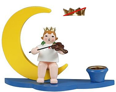 Ellmann Kerzenhalter, blau - Engel auf Mond, ohne Krone Ellmann Kerzenhalter, blau - Engel auf Mond, ohne Krone