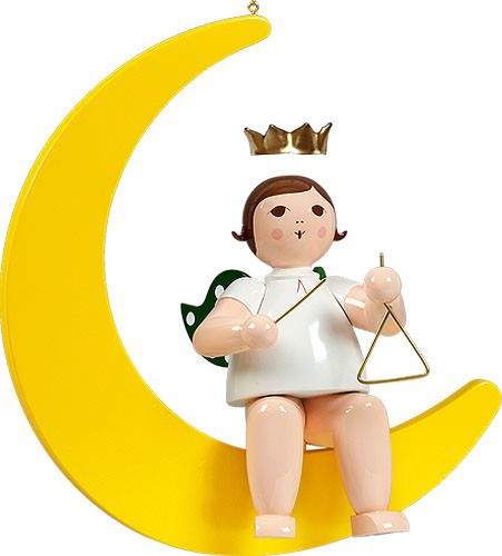 Ellmann großer Engel auf Mond mit Triangel - hängend, mit Krone Ellmann großer Engel auf Mond mit Triangel - hängend, mit Krone
