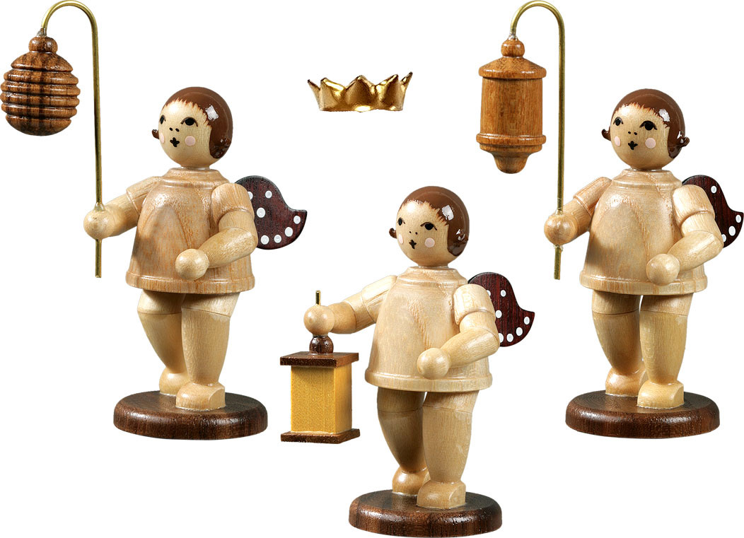 Ellmann Lampionengel, 3-teilig, Variante 2 - mit Krone, natur Ellmann Lampionengel, 3-teilig, Variante 2 - mit Krone, natur