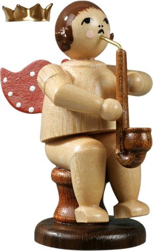 Ellmann Engel mit Heckelphon, sitzend, mit Krone - natur Ellmann Engel mit Heckelphon, sitzend, mit Krone - natur