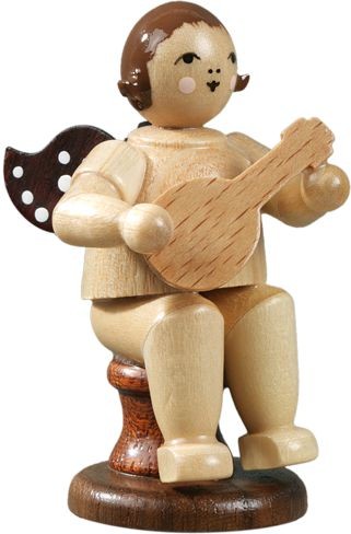 Ellmann Engel mit Mandoline, sitzend, ohne Krone - natur Ellmann Engel mit Mandoline, sitzend, ohne Krone - natur