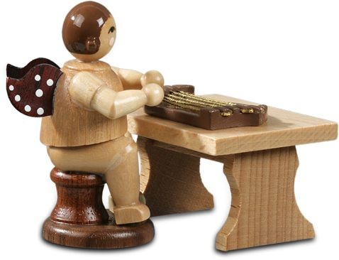 Ellmann Engel mit Zither, sitzend, ohne Krone - natur Ellmann Engel mit Zither, sitzend, ohne Krone - natur