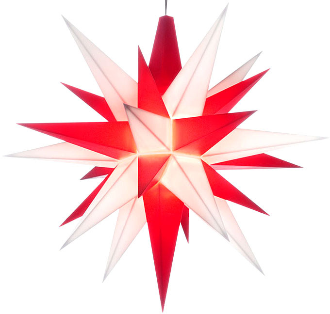 Kleiner Herrnhuter Stern A1e rot/weiss, LED Kleiner Herrnhuter Stern A1e rot/weiss, LED