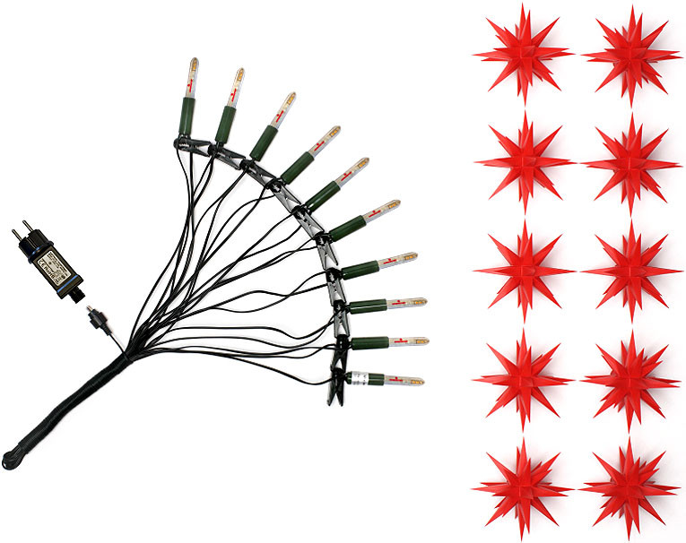 Herrnhuter Sternenkette, 10 Sterne rot - LED Herrnhuter Sternenkette, 10 Sterne rot - LED