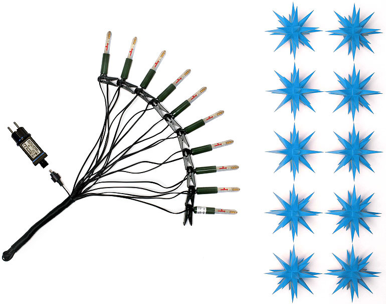 Herrnhuter Sternenkette, 10 Sterne blau - LED