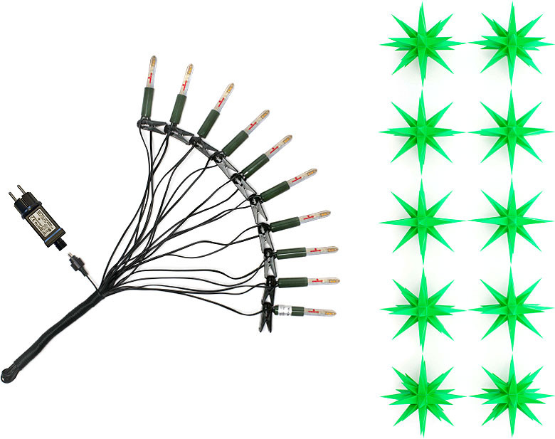 Herrnhuter Sternenkette, 10 Sterne grün - LED