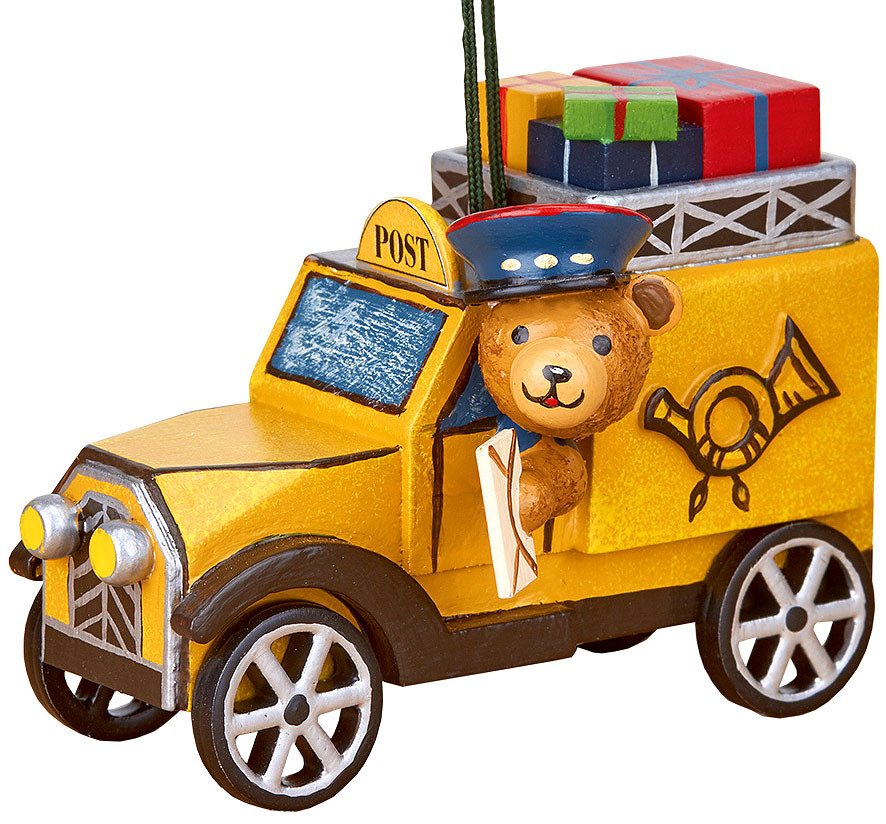 Hubrig Volkskunst Baumbehang Postauto mit Teddy Hubrig Volkskunst Baumbehang Postauto mit Teddy