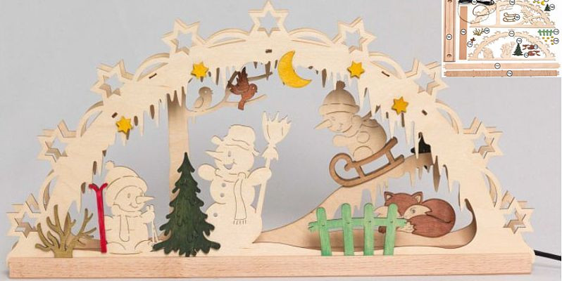 Drechslerei Kuhnert Bastelset Lichterbogen - Schneemann, LED Drechslerei Kuhnert Bastelset Lichterbogen - Schneemann, LED