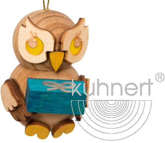 Drechslerei Kuhnert Baumbehang Eulenkind mit Geschenk Drechslerei Kuhnert Baumbehang Eulenkind mit Geschenk