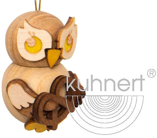 Drechslerei Kuhnert Baumbehang Eulenkind mit Brezel Drechslerei Kuhnert Baumbehang Eulenkind mit Brezel